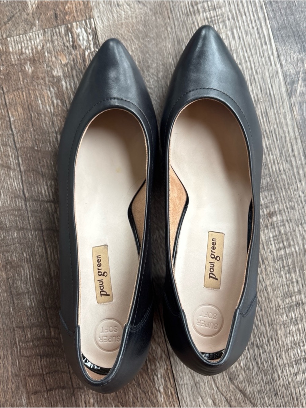 Paul Green Black Pointed Block Heel Pumps - Picture 3 of 6